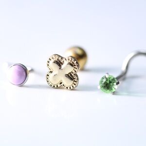 Set of THREE Piercings - Nose Piercings and Barbel Piercing New